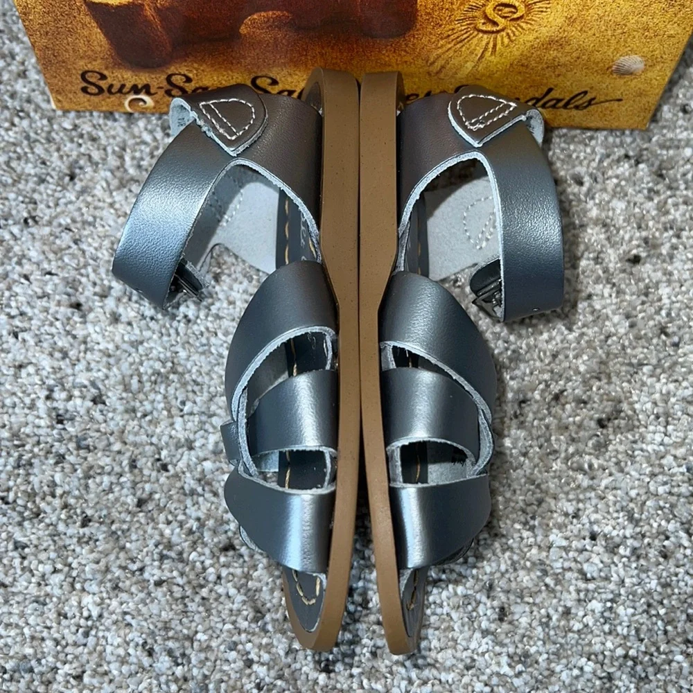 AUTH NIB Salt Water the Original Sandal Toddler Little Kids PEWTER